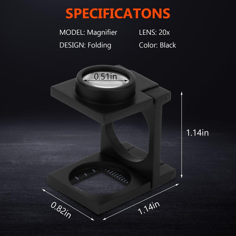 Rongon Portable Folding Magnifying Glass 20X Mini Three-Folding Magnifier Loupe Small Pocket Magnifying Glasses with Scale for Jewelry DIY Crafts Appraisal Watch Repair - Image 2